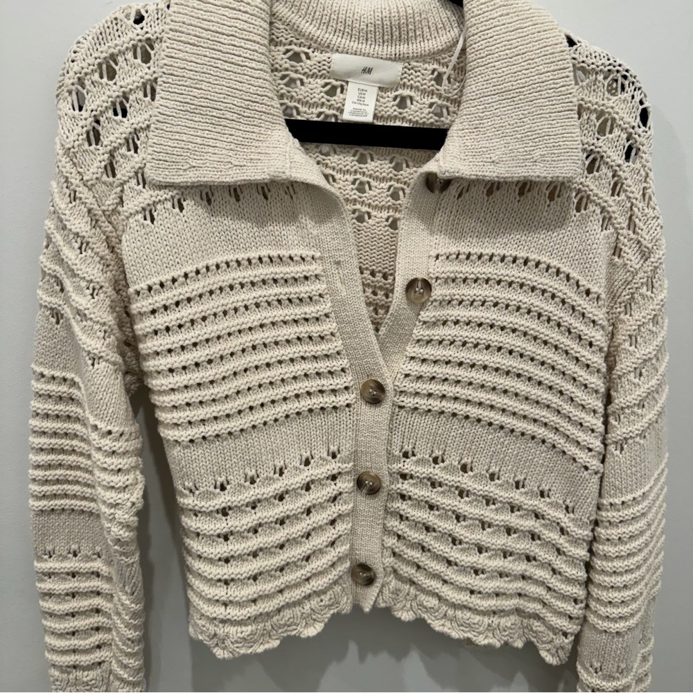 H&M Cream Knit Button-Up Sweater - Picture 3 of 5